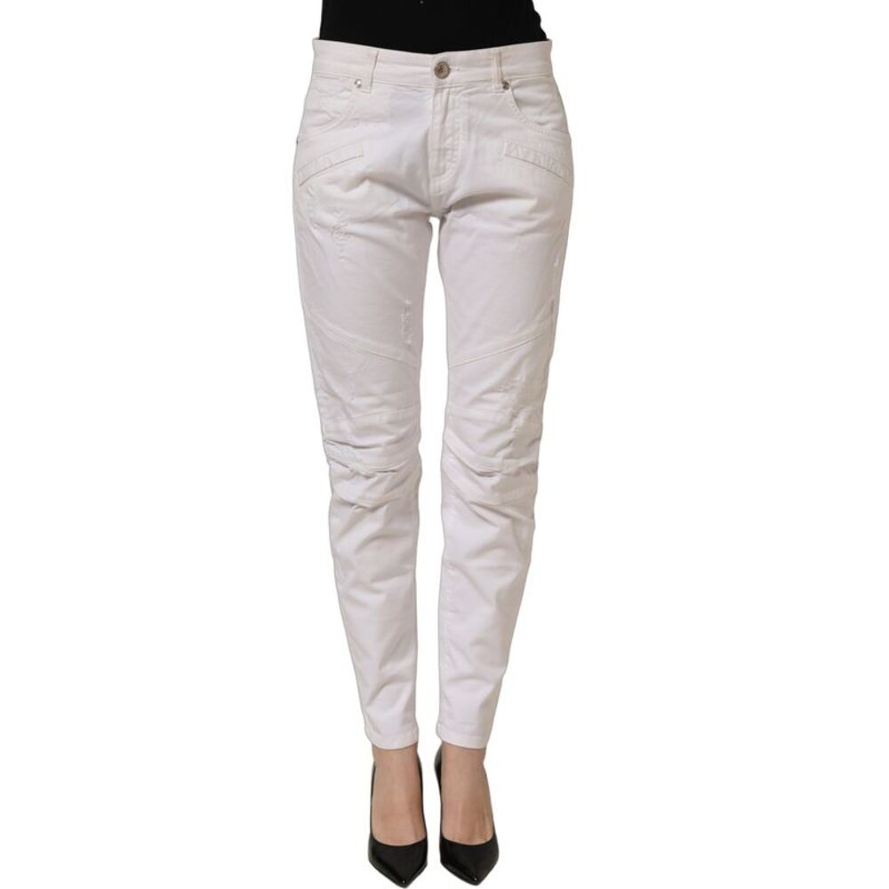 Pierre Balmain White Cotton Stretch Skinny Denim Trouser Women's Jeans